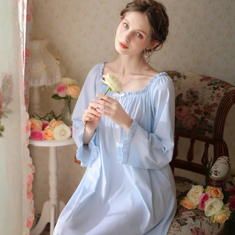 Sky%20blue%20Cotton%20Loose%20Night%20Dress