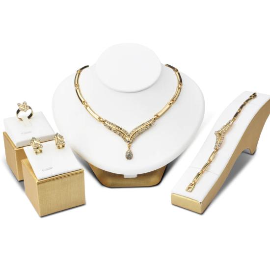 18K gold plated romantic design crystal lady jewelry set