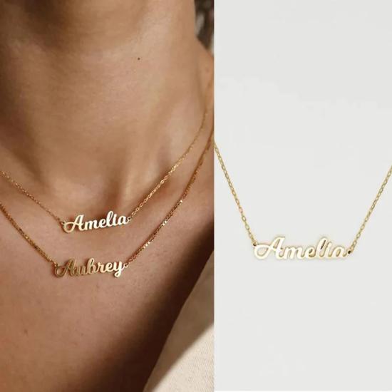 Custom Name Necklace with Box Chain/