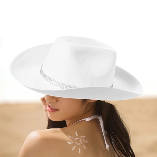 Black White Rhinestone Cowgirl Cowboy Hat