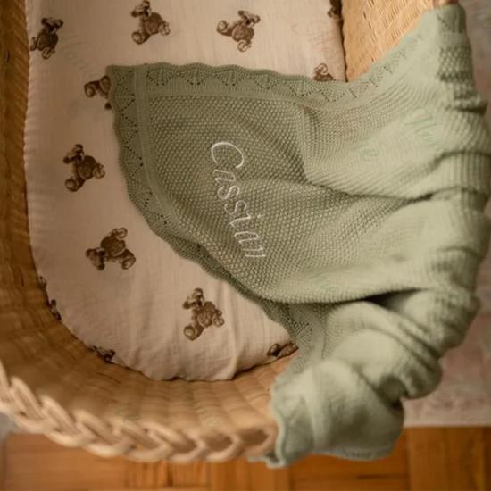 Custom Gift Knitted Baby Blanket  /