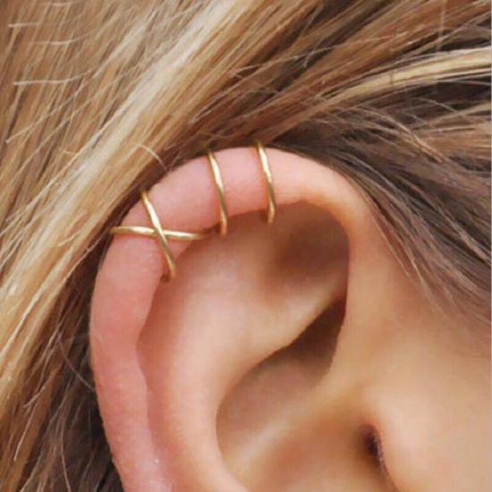 1 piece Tiny & Dainty Criss Cross Cartilage Ear Cuff Earrings for woman