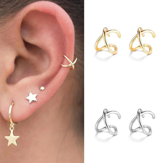 1 piece Tiny & Dainty Criss Cross Cartilage Ear Cuff Earrings for woman