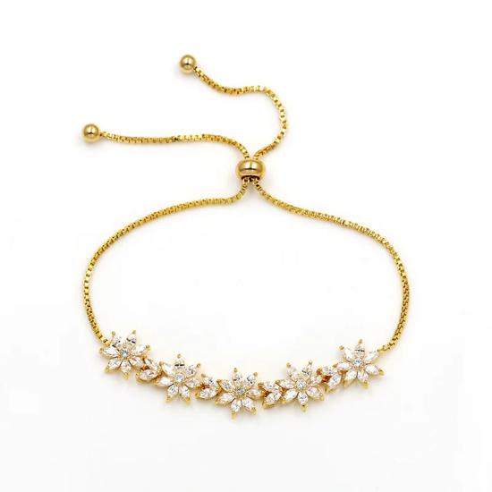 Gold Platinum Marquise Flowers Bracelet/