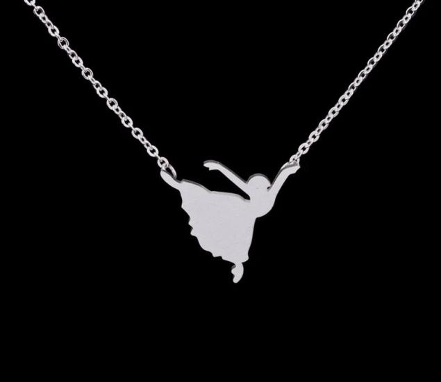 Dancing Girl Silver Necklace Minimalist Necklace