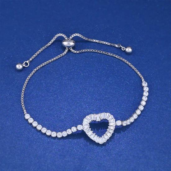 Zircon Heart Silver Bracelet