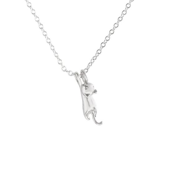 Cute Cat Silver Necklace