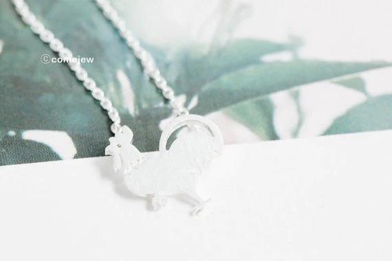 Cock Silver Necklace Minimalist Necklace/