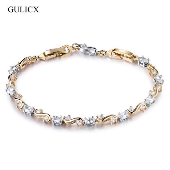 Elegant Round Cut Bracelet with Zircon Stones/