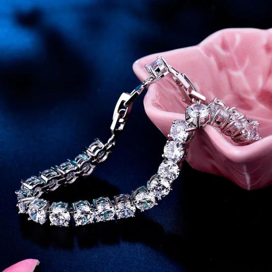 Elegant Bracelet with White Gold Cubic Zircon Stones