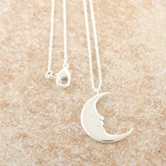 Crescent Moon Silver Necklace