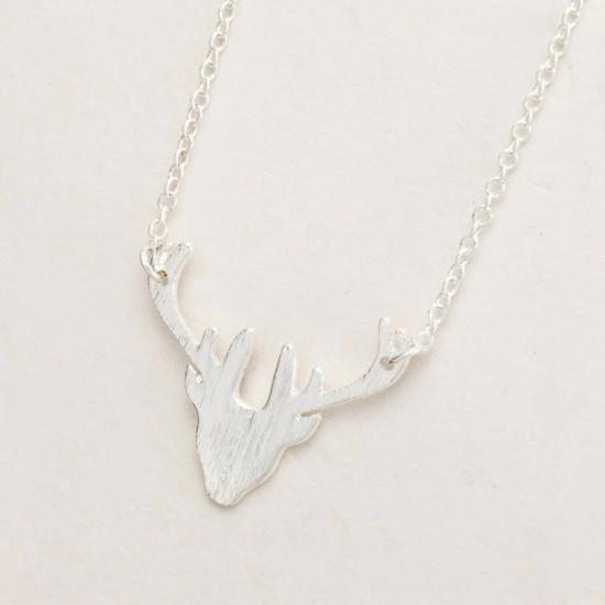 Silver Deer Horn Necklace/