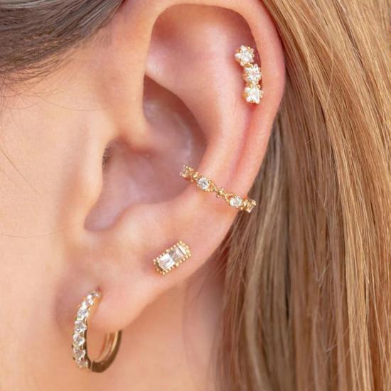 Conch ear cuff earrings with zirconia and balls