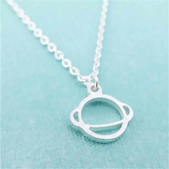 Saturn Silver Necklace Minimalist Necklace