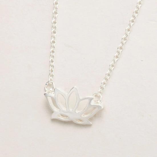 Lotus Flower Silver Necklace/