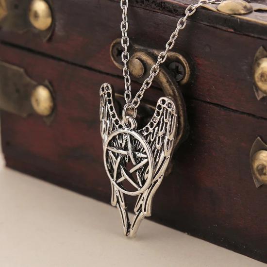 Supernatural Geometry Star Wings Ward Evil Amulet Pentagram Pendant Necklace/