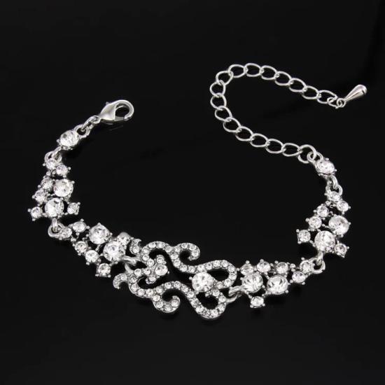 Elegant silver women’s bracelet with crystal motifs/