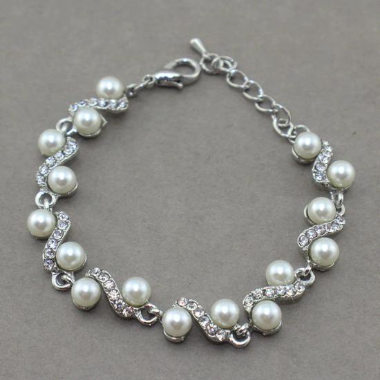 Antique Silver plated ladies pearl bracelet