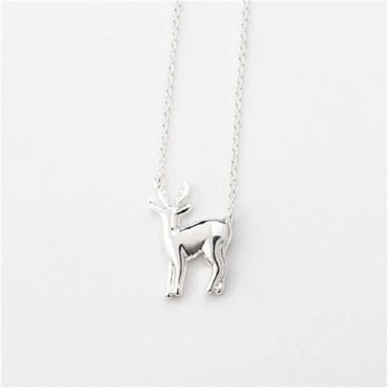 Cute Deer Silver Necklace Minimalist Necklace