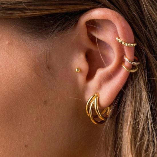 Triple Band Stud Earrings