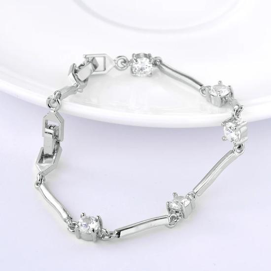 Elegant ladies bracelet with white gold zircon stones