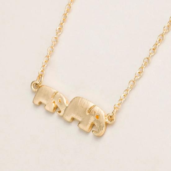 Mother and Baby Elephant Gold Necklace