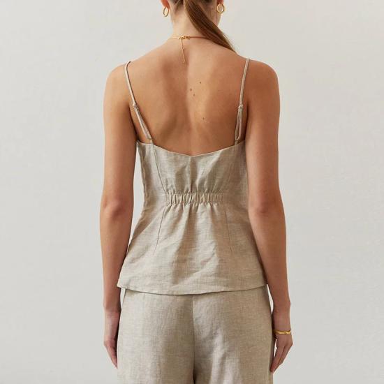 Linen Cotton and Linen Summer Tops with Straps 