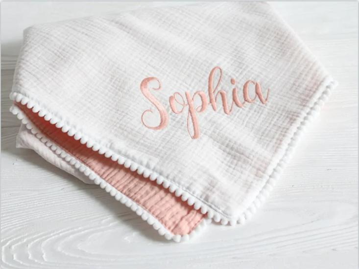  Personalized Muslin Baby Blanket