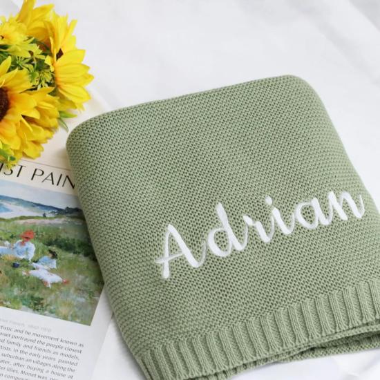 Personalized Cotton Knitted Baby Blanket  /