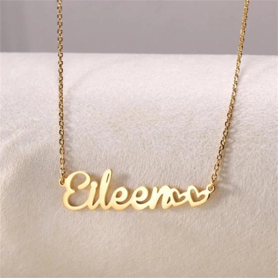 Personalized Double Heart and Chain Name Necklace