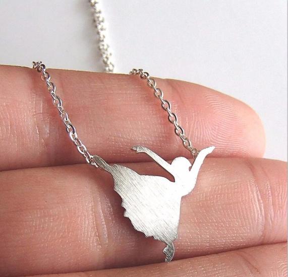 Dancing Girl Silver Necklace Minimalist Necklace/