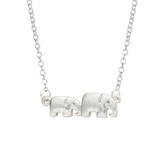 Mother and Baby Elephant Silver Necklace/