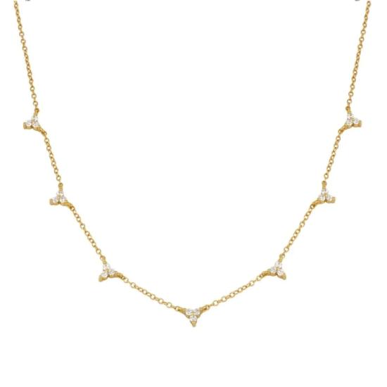 Dainty & Minimalist 3 CZ Flower Shaped Necklace