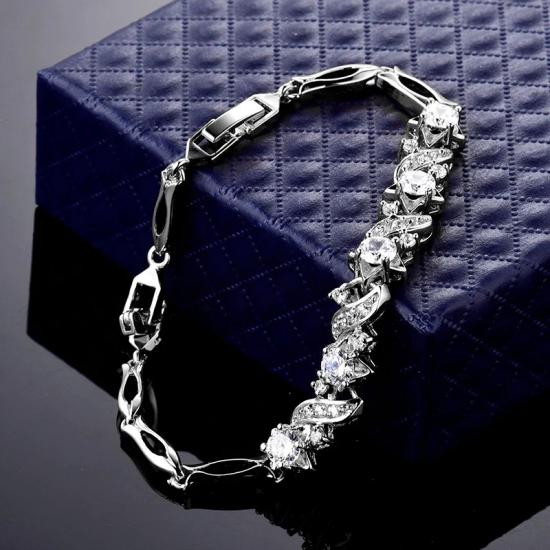 Elegant White Gold Zircon Bracelet