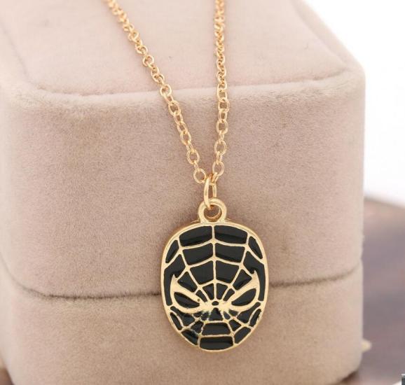 Spiderman mask gold mask necklace/