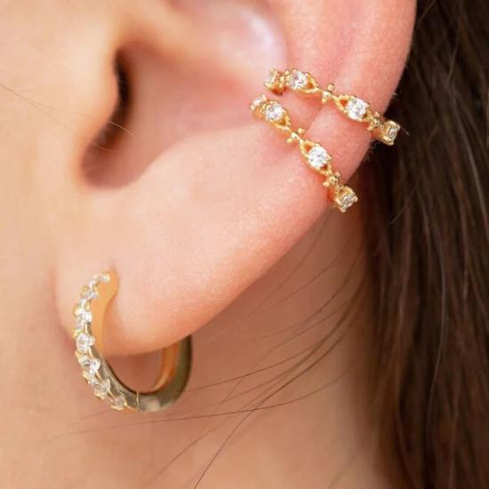 Conch ear cuff earrings with zirconia and balls/