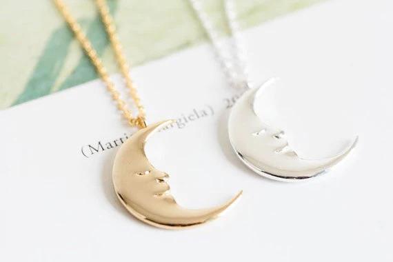 Crescent Moon Silver Necklace