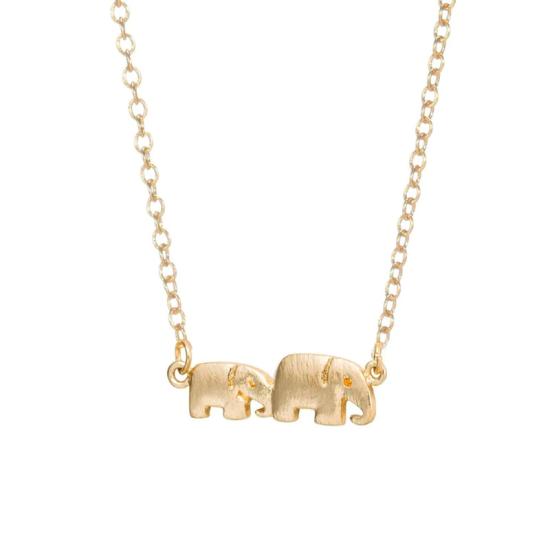 Mother and Baby Elephant Gold Necklace