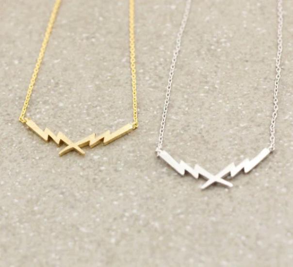 Thunder Lightning Bolt Gold Necklace