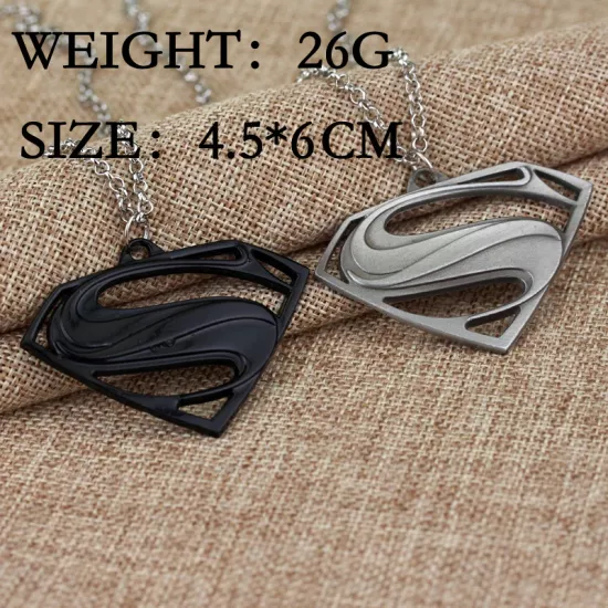 Superman Hero logo black Necklace/