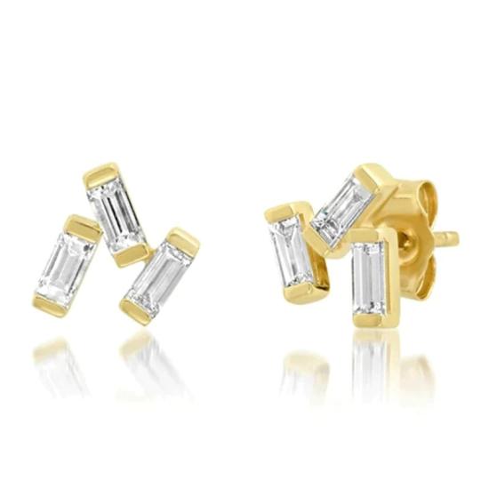 Triangle Diamond Rectangle Stud Earrings/