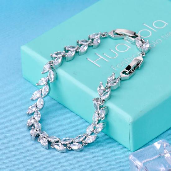 Elegant Bracelet with White Gold Baguette Zircon Stones