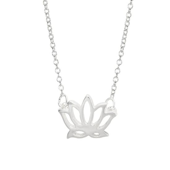 Lotus Flower Silver Necklace/