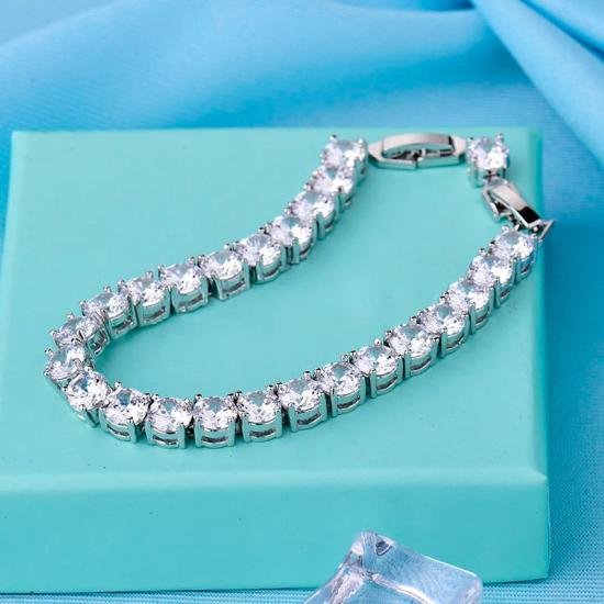 Elegant Bracelet with White Gold Cubic Zircon Stones