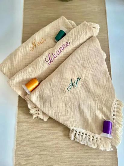  Embroidered Custom Cotton Muslin Swaddle Blanket /