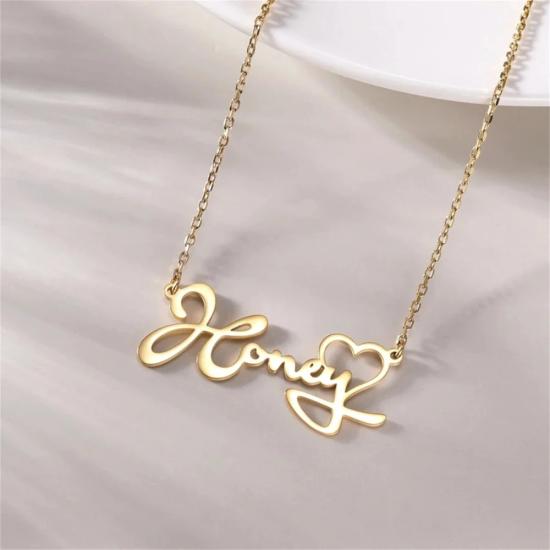 Personalized My Heart and Chain Name Necklace