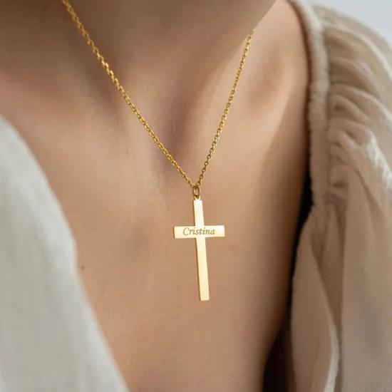 Custom Jesus Cross Name Pendant Necklace