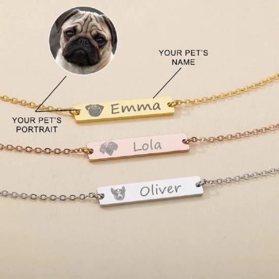 Personalized Engraved Dog Cat Photo Name Bracelet/