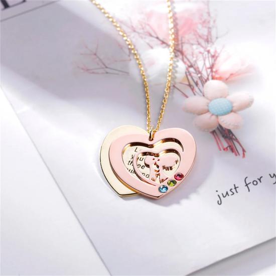 Love Story Heart Personalized Necklace With Birthstone/