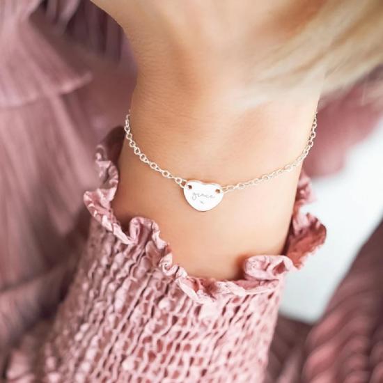 Personalized Initial Birthstone Heart Bracelet